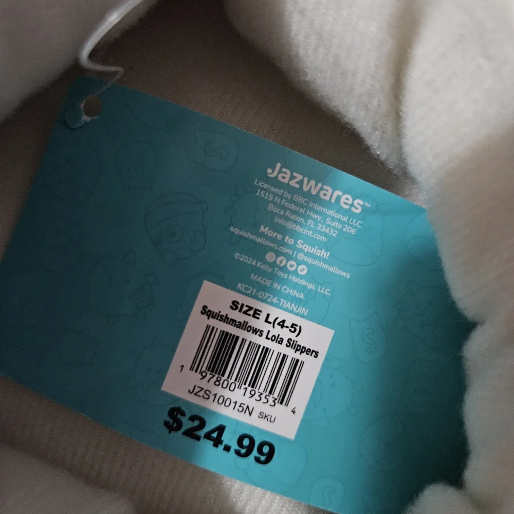 NWT Squishmallows Slippers size L 4/5 Lola the purple Unicorn 🦄